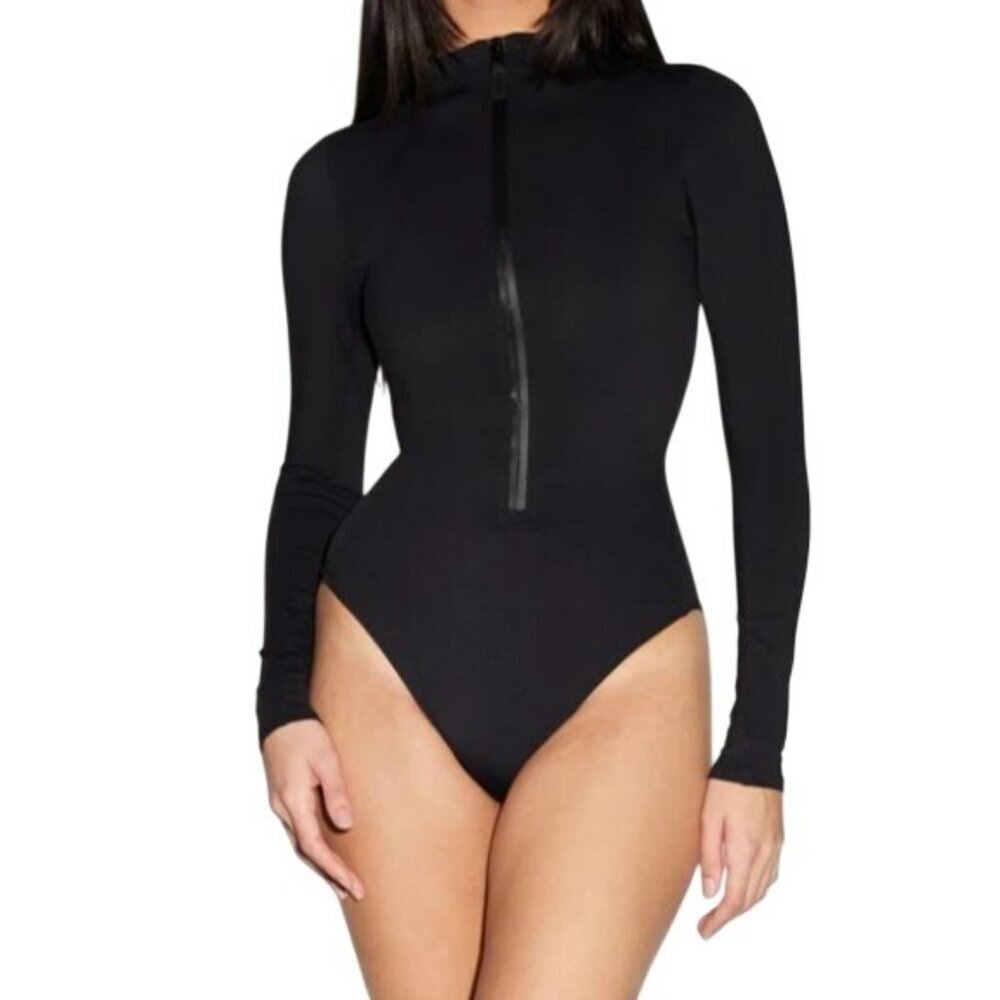 TA3 Surfy Swimsuit NWT Womens 4X Reg/Long Black Long-Sleeve One Piece Shapewear - Picture 12 of 13